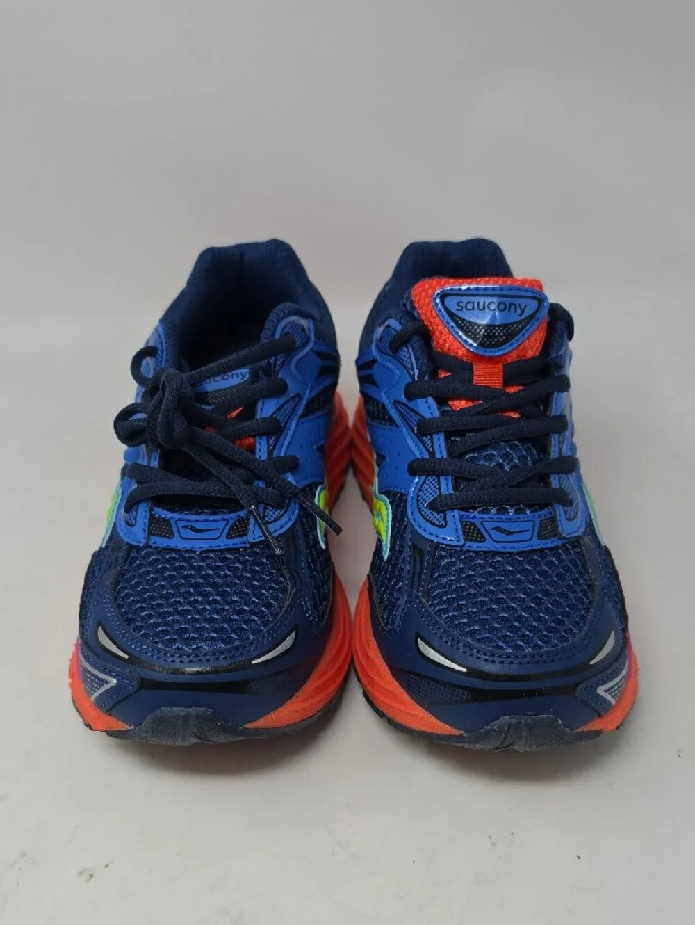 Saucony Oni 9 Navy Blue Sneakers with Orange, Pink and Lime Accents Size 6.5Y